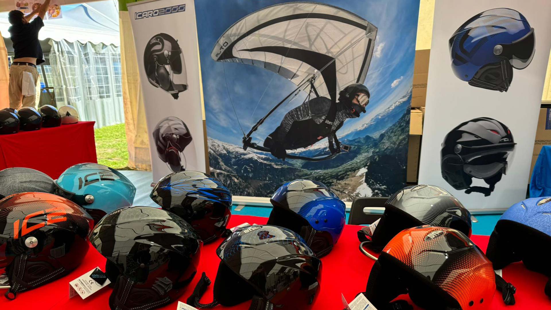 Hang Glider and helmets